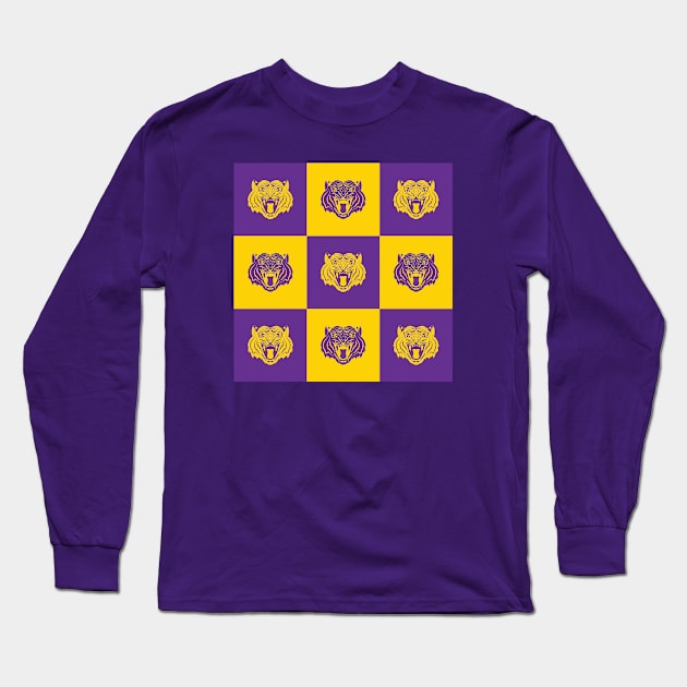 Purple and Gold Nine Tiger Cares Long Sleeve T-Shirt by College Mascot Designs